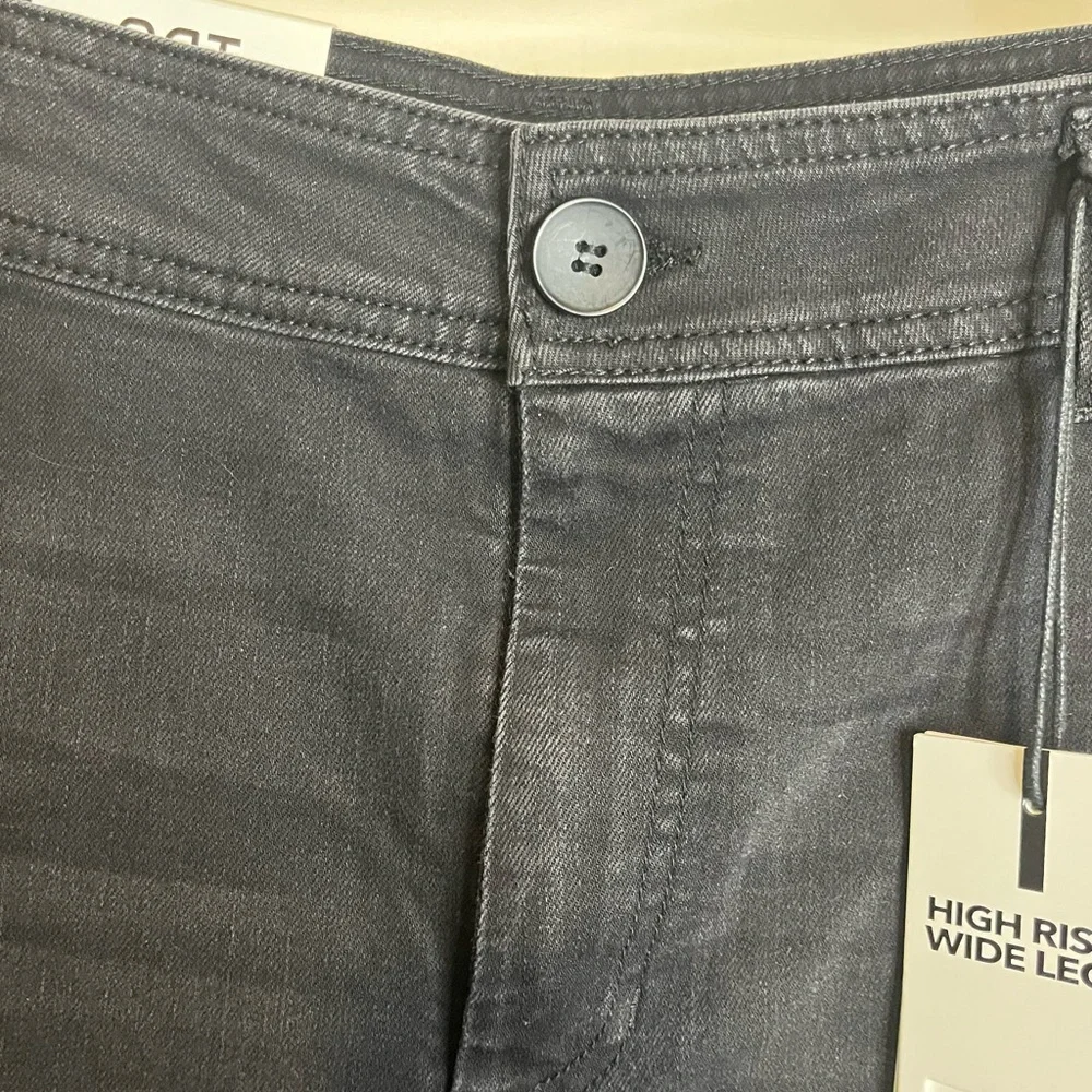 NWT Oat New York Women’s Waist 31 High Rise Wide Leg Black Stretch Jeans